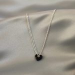 گردنبد قلبی مشکی با زنجیر دو لاین