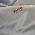 گوشواره نگین صورتی میخی ریز