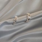 گوشواره کارتیر نیم حلقه ای با رنگ نقره ای