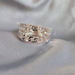 انگشتر دو لاین به هم چسبیده کارتیه نقره ای