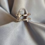 انگشتر ترند دولاین چسبیده به هم با رنگ نقره ای